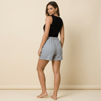 Women Shorts Cotton Linen Elastic Waist Loose Fit Design - Evergreen Outfits - Women Short