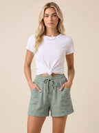 Women Shorts Drawstring Waist Breathable Relaxed Fit - Evergreen Outfits - Women Shorts