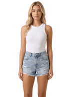 Women Shorts High Waist Distressed Denim Casual Fit - Evergreen Outfits - Women Shorts