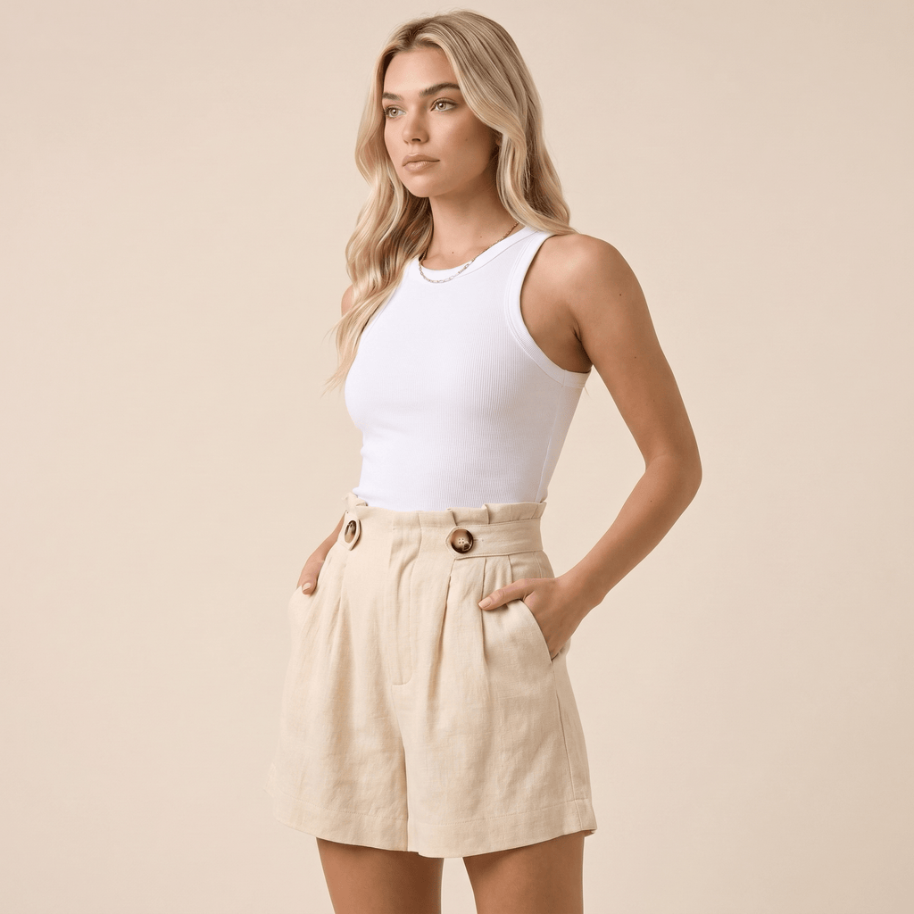 Women Shorts High Waist Wide Leg Loose Relaxed Fit - Evergreen Outfits - Women Shorts