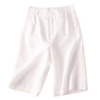 Women Shorts Knee Length Linen Blend Relaxed Plain Fit - Evergreen Outfits - Women Shorts