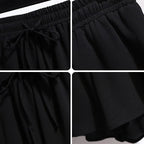 Women Shorts Plus Size Flowy Wide Leg Elastic Waist - Evergreen Outfits - Women Shorts
