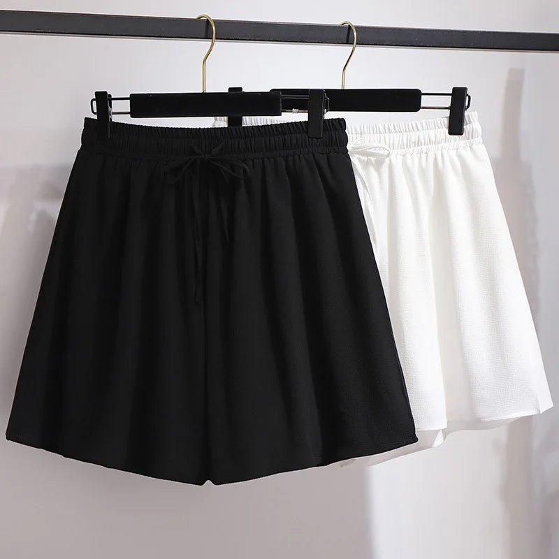 Women Shorts Plus Size Flowy Wide Leg Elastic Waist - Evergreen Outfits - Women Shorts