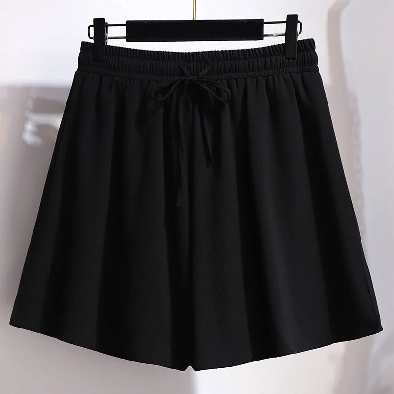 Women Shorts Plus Size Flowy Wide Leg Elastic Waist - Evergreen Outfits - Women Shorts
