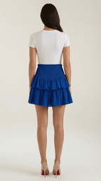 Women Skirt High Waist Mini Ruffled Smocked Waistband - Evergreen Outfits - Women Skirt