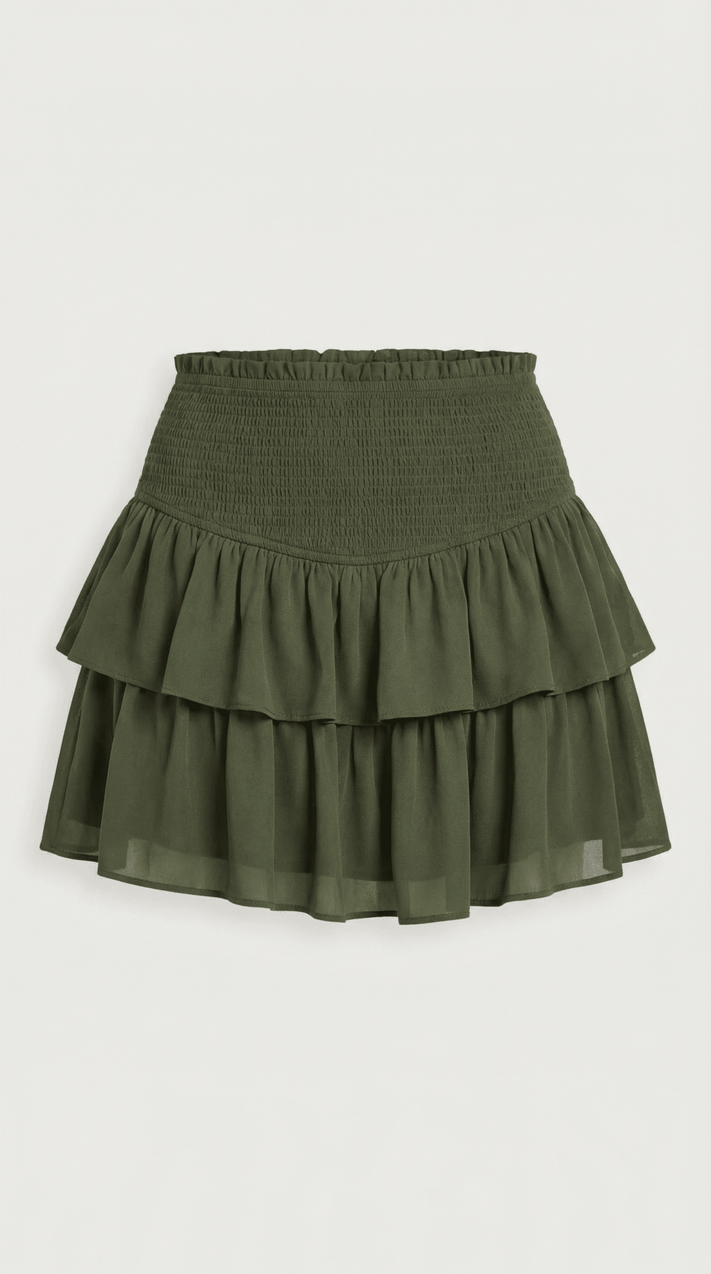 Women Skirt High Waist Mini Ruffled Smocked Waistband - Evergreen Outfits - Women Skirt
