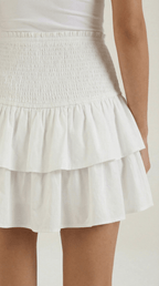 Women Skirt High Waist Mini Ruffled Smocked Waistband - Evergreen Outfits - Women Skirt