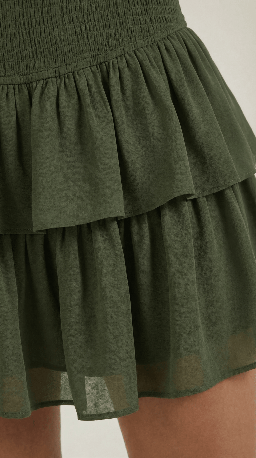 Women Skirt High Waist Mini Ruffled Smocked Waistband - Evergreen Outfits - Women Skirt