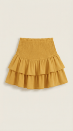 Women Skirt High Waist Mini Ruffled Smocked Waistband - Evergreen Outfits - Women Skirt