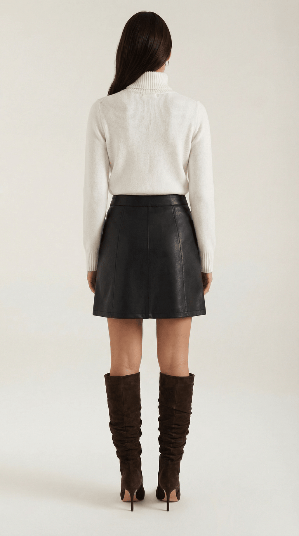 Women Skirt Mini Length High Rise Front Zip Closure - Evergreen Outfits - Women Skirt