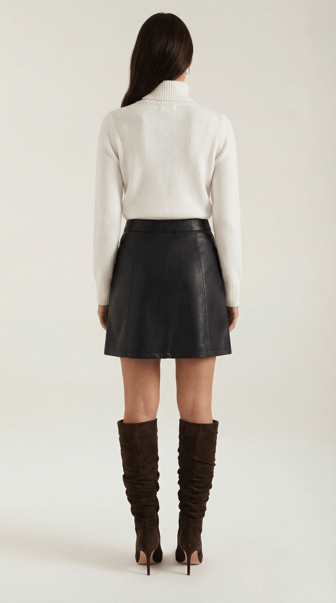 Women Skirt Mini Length High Rise Front Zip Closure - Evergreen Outfits - Women Skirt
