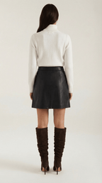 Women Skirt Mini Length High Rise Front Zip Closure - Evergreen Outfits - Women Skirt
