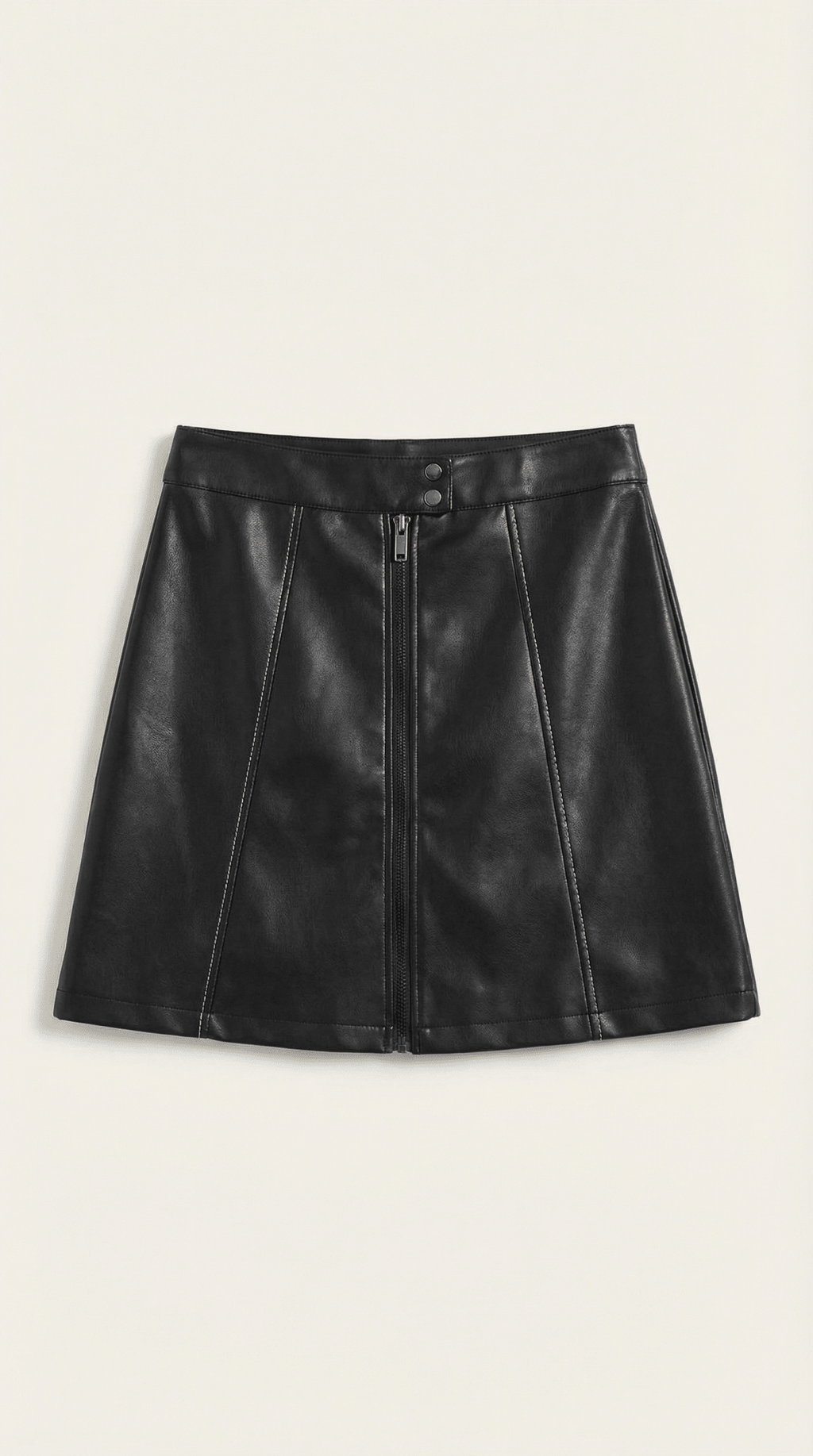 Women Skirt Mini Length High Rise Front Zip Closure - Evergreen Outfits - Women Skirt