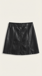 Women Skirt Mini Length High Rise Front Zip Closure - Evergreen Outfits - Women Skirt