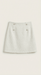 Women Skirt Textured High Waist Mini Buttoned Design - Evergreen Outfits - Women Skirt