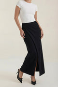 Women Skirt Wrap Closure Midi Length Overlap Design - Evergreen Outfits - Women Skirt