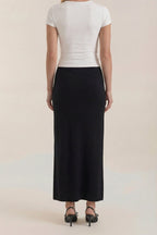 Women Skirt Wrap Closure Midi Length Overlap Design - Evergreen Outfits - Women Skirt
