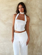 Women Sleeveless Top Asymmetrical Neckband Detail Design - Evergreen Outfits - Women Top