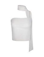 Women Sleeveless Top Asymmetrical Neckband Detail Design - Evergreen Outfits - Women Top