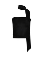Women Sleeveless Top Asymmetrical Neckband Detail Design - Evergreen Outfits - Women Top