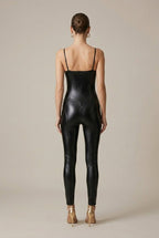 Women Suit | Sleeveless Fitted Catsuit with Spaghetti Straps - Evergreen Outfits- Suits