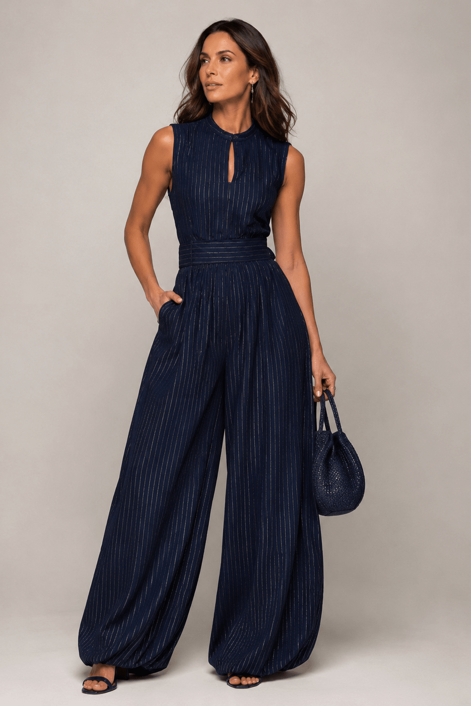 Women Suit | Wide Leg Jumpsuit with Wrap Waist Detail - Evergreen Outfits- Suits