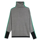 Women Sweater | Chevron Pattern Turtleneck Tailored Fit - Evergreen Outfits- Sweaters