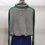 Women Sweater | Chevron Pattern Turtleneck Tailored Fit - Evergreen Outfits- Sweaters