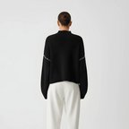 Women Sweater | Loose Fit Pullover with Sleeve Detail - Evergreen Outfits- Sweaters
