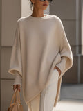 Women Sweater | Oversized Batwing Sleeves with Ribbed Cuffs - Evergreen Outfits- Sweaters