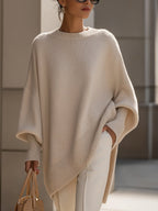 Women Sweater | Oversized Batwing Sleeves with Ribbed Cuffs - Evergreen Outfits- Sweaters