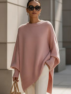 Women Sweater | Oversized Batwing Sleeves with Ribbed Cuffs - Evergreen Outfits- Sweaters