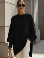 Women Sweater | Oversized Batwing Sleeves with Ribbed Cuffs - Evergreen Outfits- Sweaters