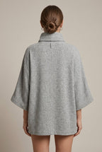 Women Sweater | Oversized Mock Neck with Ribbed Trims - Evergreen Outfits- Sweaters