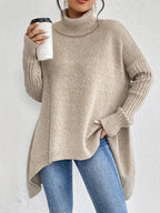 Women Sweater | Oversized Turtleneck with Longline Hem - Evergreen Outfits- Sweaters