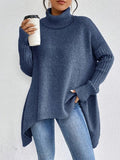 Women Sweater | Oversized Turtleneck with Longline Hem - Evergreen Outfits- Sweaters
