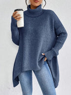 Women Sweater | Oversized Turtleneck with Longline Hem - Evergreen Outfits- Sweaters