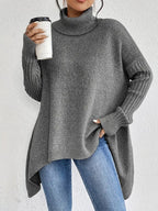 Women Sweater | Oversized Turtleneck with Longline Hem - Evergreen Outfits- Sweaters