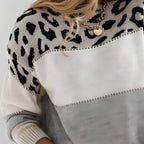 Women Sweater | Regular Fit with Leopard Print Long Sleeves - Evergreen Outfits- Sweaters