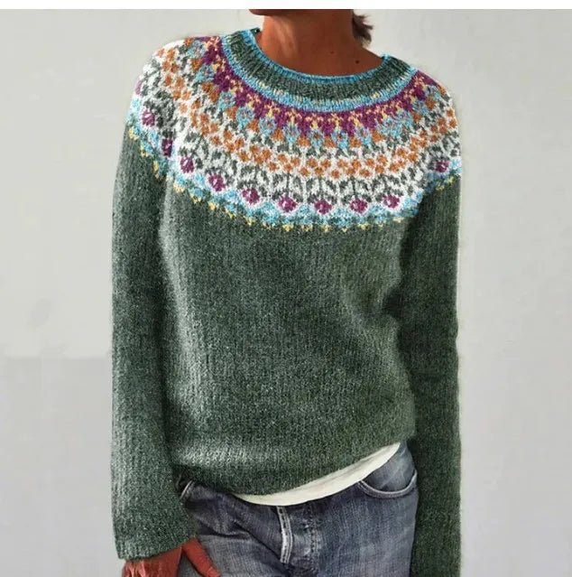 Women Sweater | Relaxed Fit with Boat Neckline Design - Evergreen Outfits- Sweaters