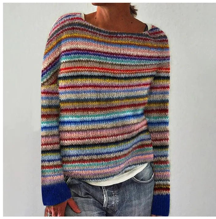 Women Sweater | Relaxed Fit with Boat Neckline Design - Evergreen Outfits- Sweaters