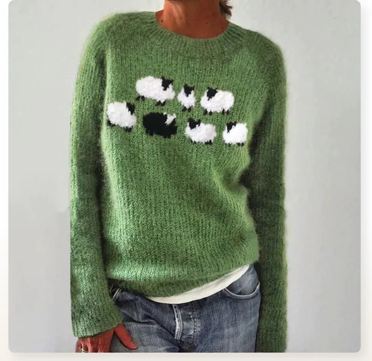 Women Sweater | Relaxed Fit with Boat Neckline Design - Evergreen Outfits- Sweaters