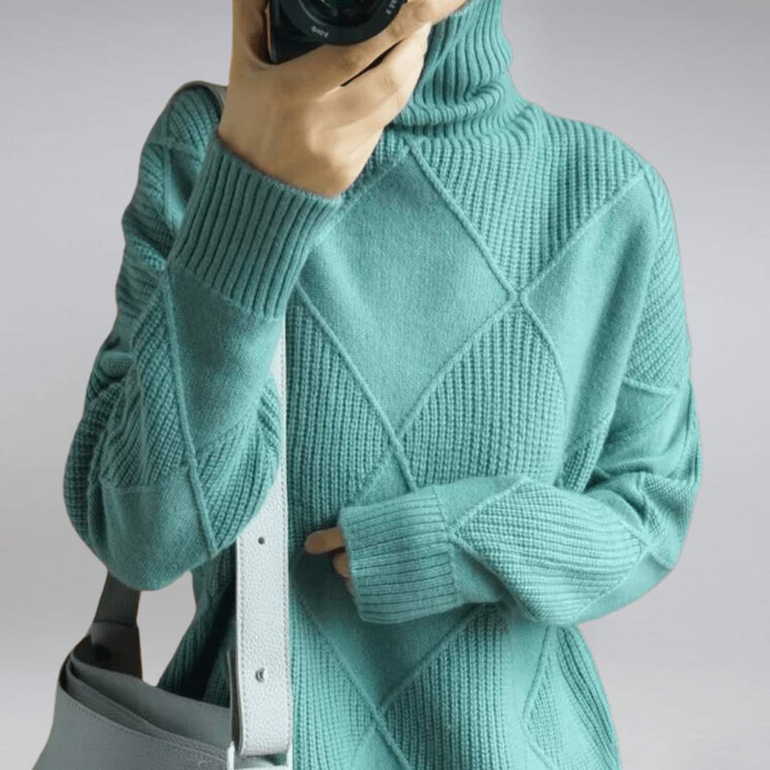 Women Sweater | Ribbed Knit Turtleneck Long Sleeve Fitted - Evergreen Outfits- Sweaters