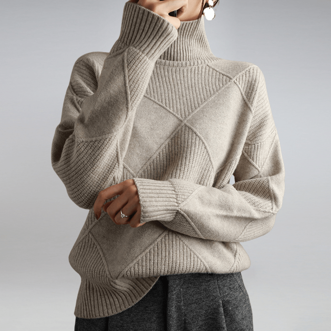 Women Sweater | Ribbed Knit Turtleneck Long Sleeve Fitted - Evergreen Outfits- Sweaters