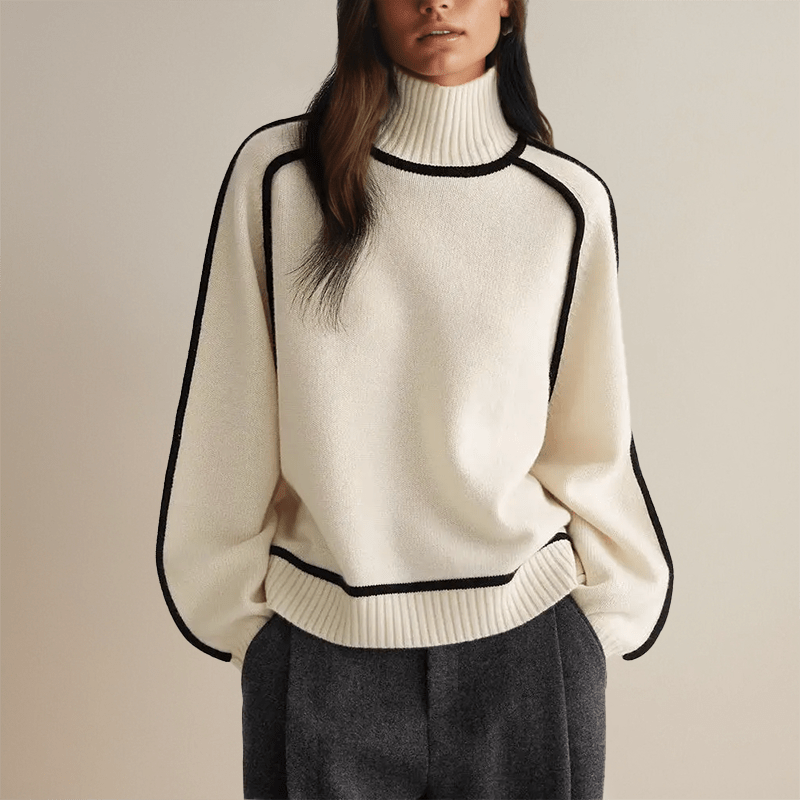Women Sweater | Ribbed Turtleneck with Long Sleeves - Evergreen Outfits- Sweaters