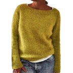 Women Sweater | Round Neck Long Sleeve Textured Regular Fit - Evergreen Outfits- Sweaters