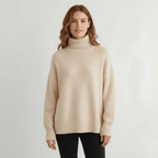 Women Sweater | Turtleneck Pullover with Long Sleeves - Evergreen Outfits- Sweaters