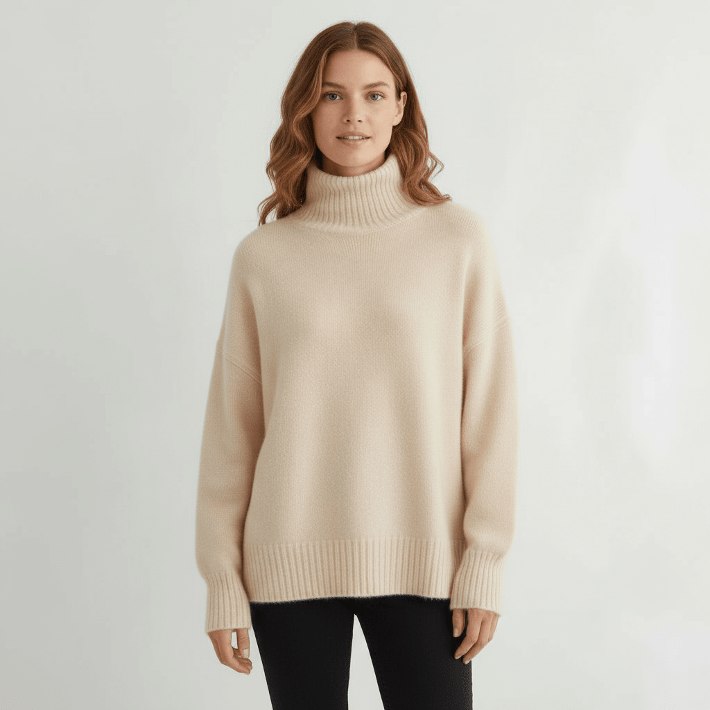 Women Sweater | Turtleneck Pullover with Long Sleeves - Evergreen Outfits- Sweaters