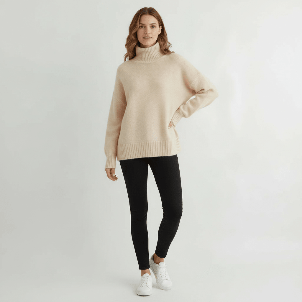 Women Sweater | Turtleneck Pullover with Long Sleeves - Evergreen Outfits- Sweaters