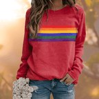 Women Sweatshirt | Crew Neck Pullover with Long Sleeves - Evergreen Outfits- Sweaters